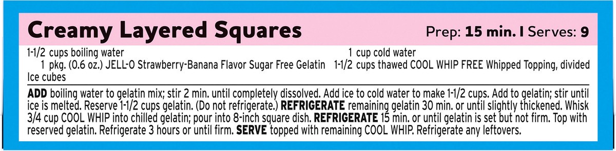 slide 8 of 9, Jell-O Strawberry Banana Artificially Flavored Zero Sugar Low Calorie Gelatin Dessert Mix, Family Size, 0.6 oz Box, 0.6 oz