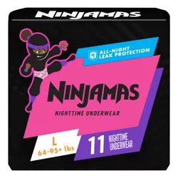 Ninjamas Nighttime Bedwetting Underwear Girl Size L 11 Count