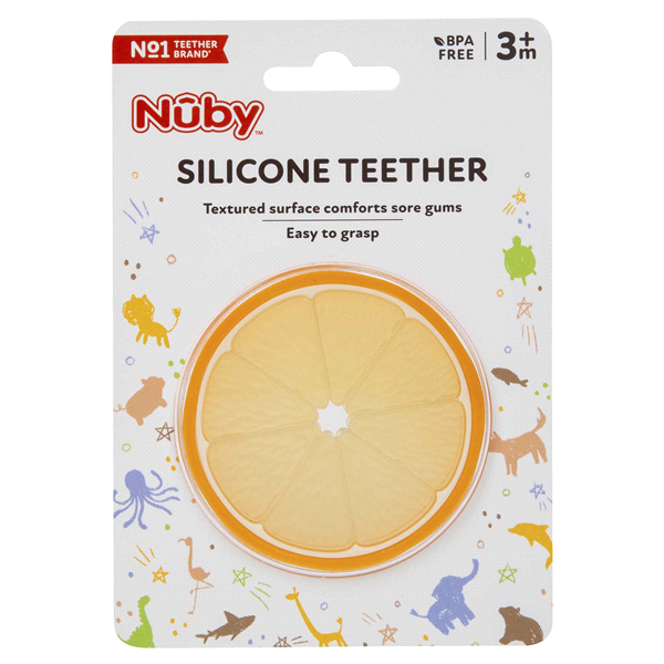 slide 1 of 1, Nuby All Silicone Fruit Teethers, 1 ct