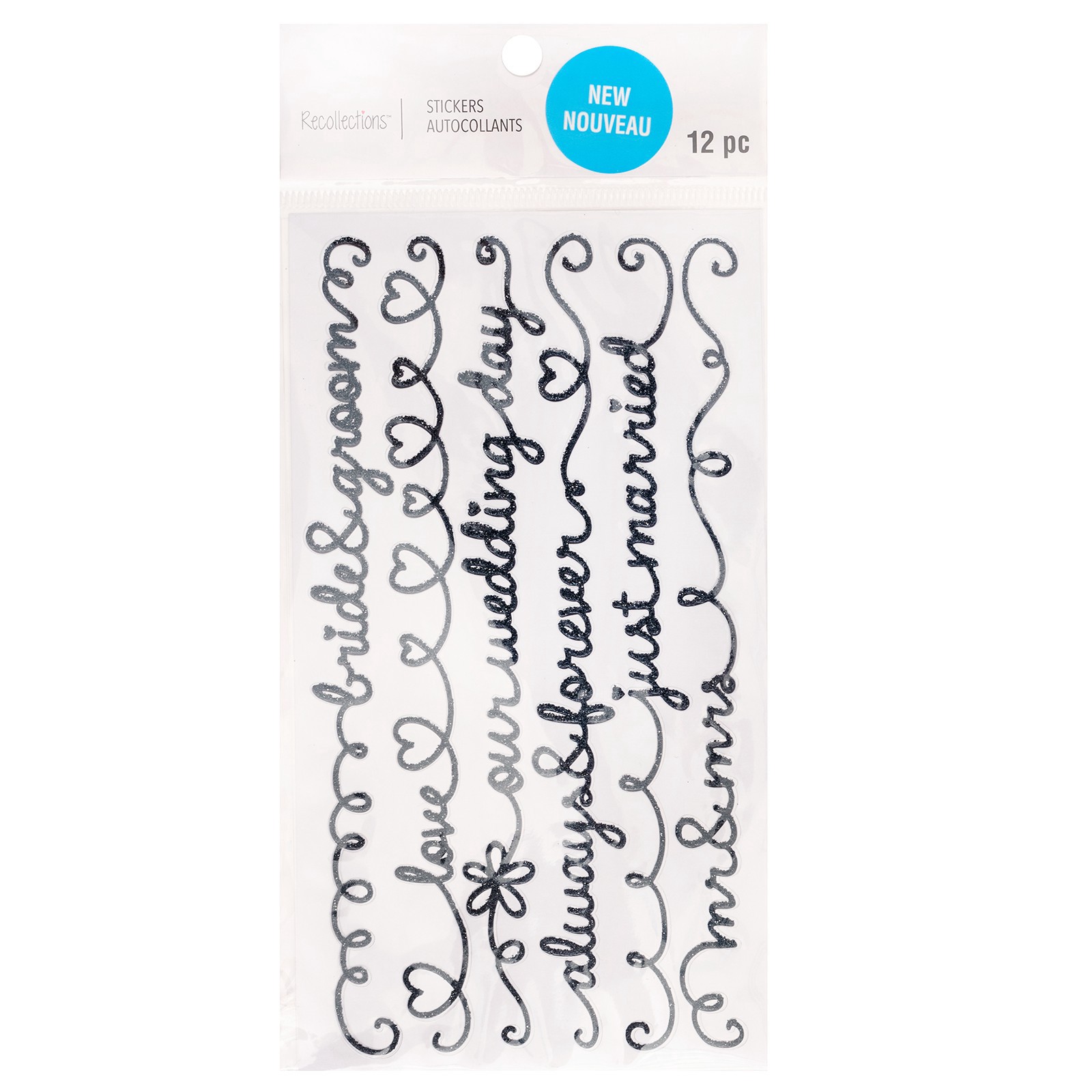 slide 3 of 3, Script Wedding Border Stickers By Recollections, 3.75 in x 6.75 in