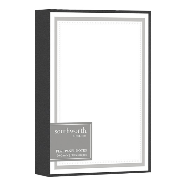 slide 1 of 1, Southworth Tungsten Flat-Panel Note Cards With Envelopes, Folded, 4-1/4'' X 6-3/8'', White, Box Of 30 Cards/Envelopes, 30 ct