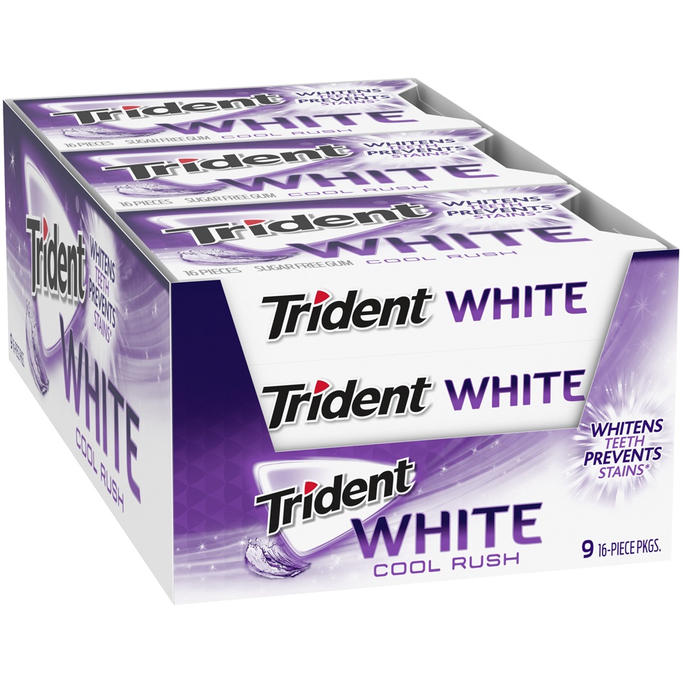 slide 2 of 8, Trident White Cool Sugar Free Gum, 9 ct