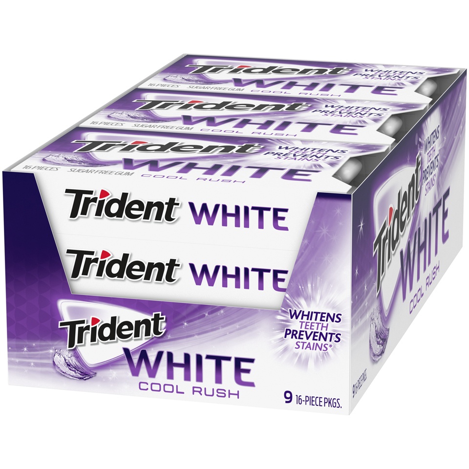 slide 3 of 8, Trident White Cool Sugar Free Gum, 9 ct