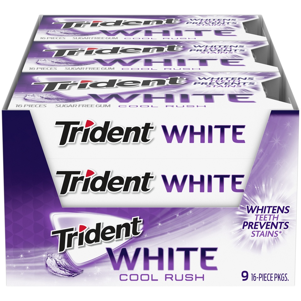 slide 1 of 8, Trident White Cool Sugar Free Gum, 9 ct