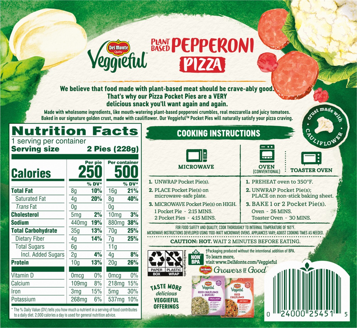 slide 11 of 11, Veggieful Plant Based Pepperoni Pizza Pocket Pies, Box, 2 ct