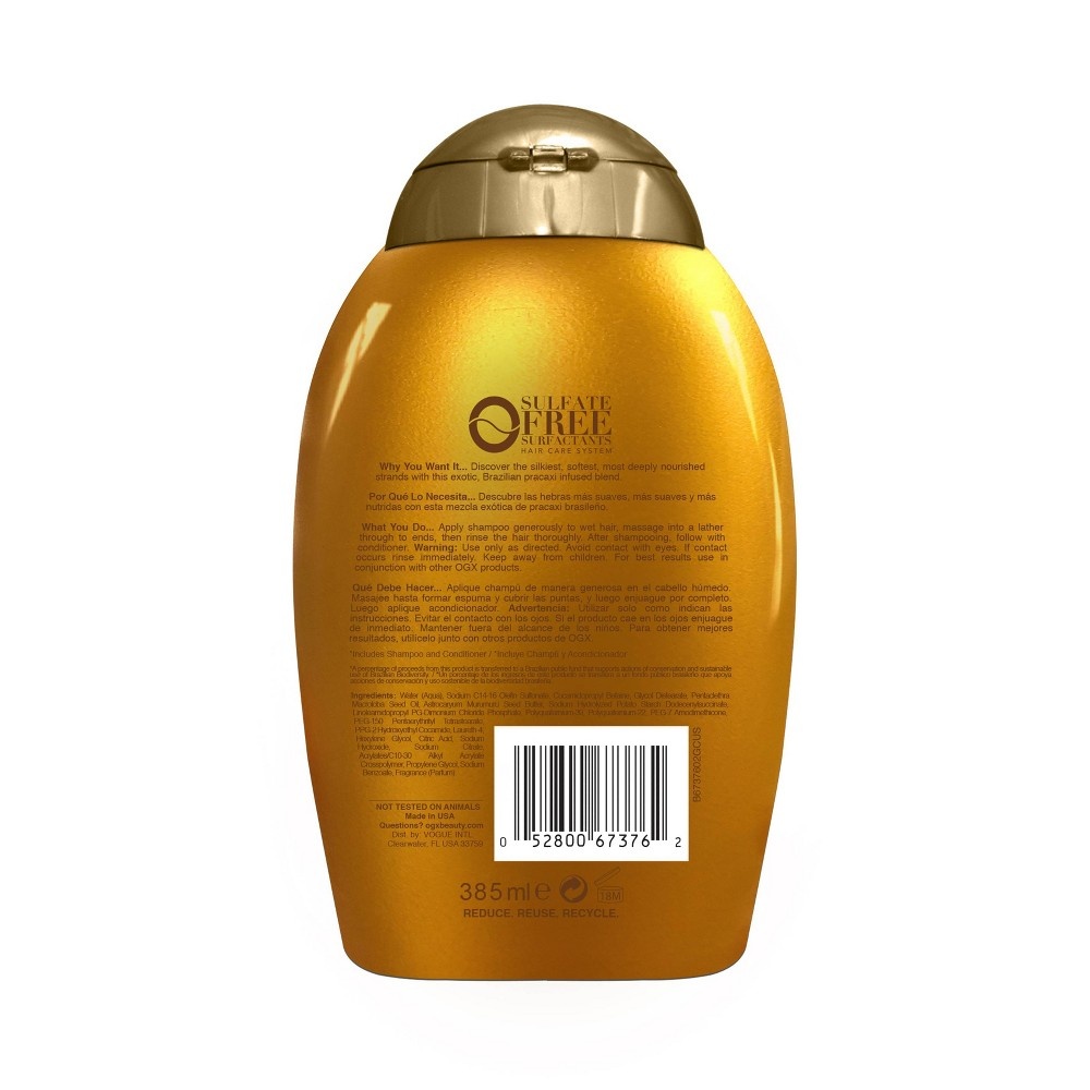 slide 2 of 3, OGX Deeply Restoring + Pracaxi Recovery Oil Shampoo, 13 oz