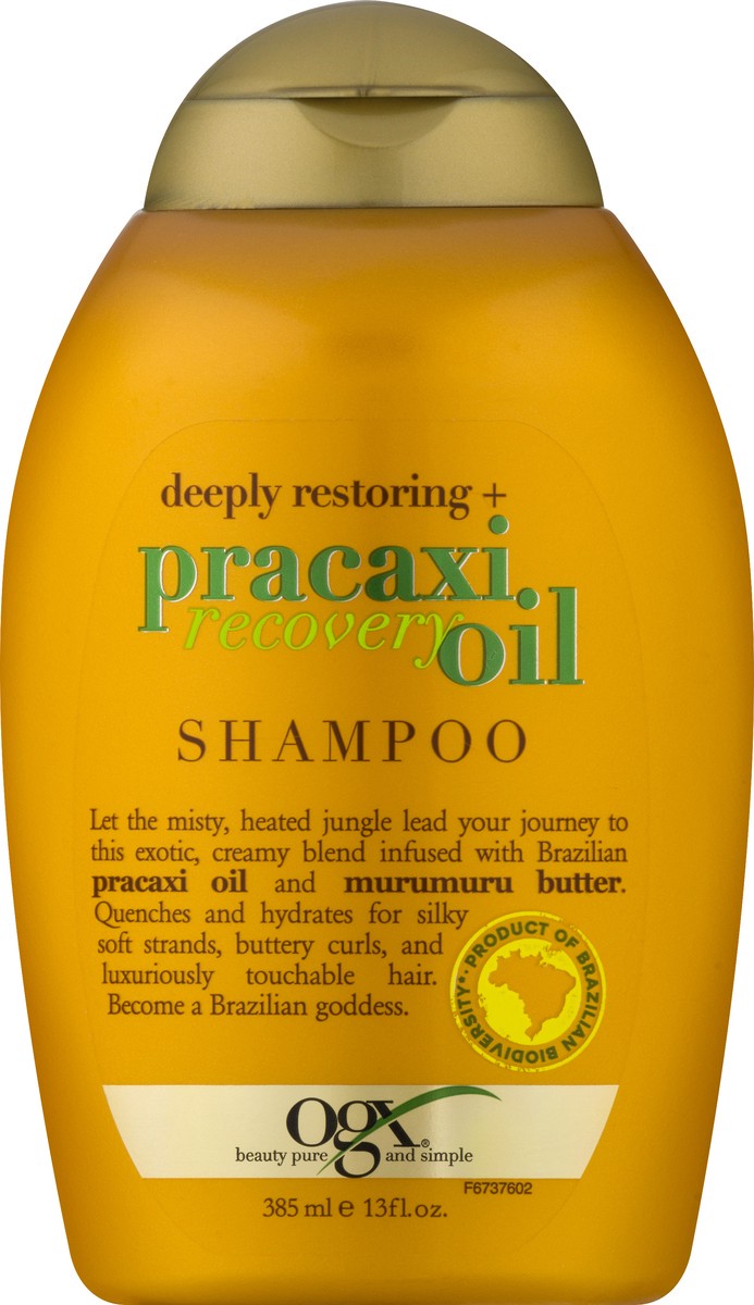 slide 1 of 11, OGX Deeply Restoring + Pracaxi Recovery Oil Shampoo 385 ml, 13 oz