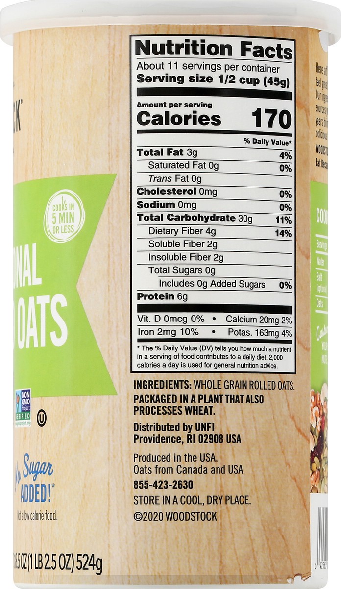 slide 8 of 13, Woodstock Traditional Rolled Oats 18.5 oz, 18.5 oz