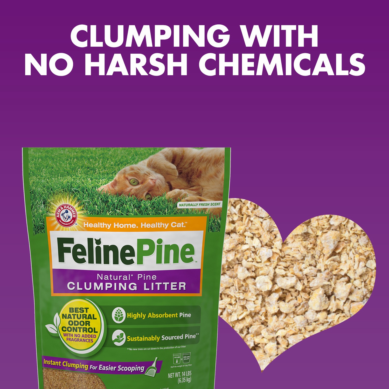 slide 5 of 5, Feline Pine Cat Litter, Natural Pine Clumping Litter, 8 lb, 8 lb