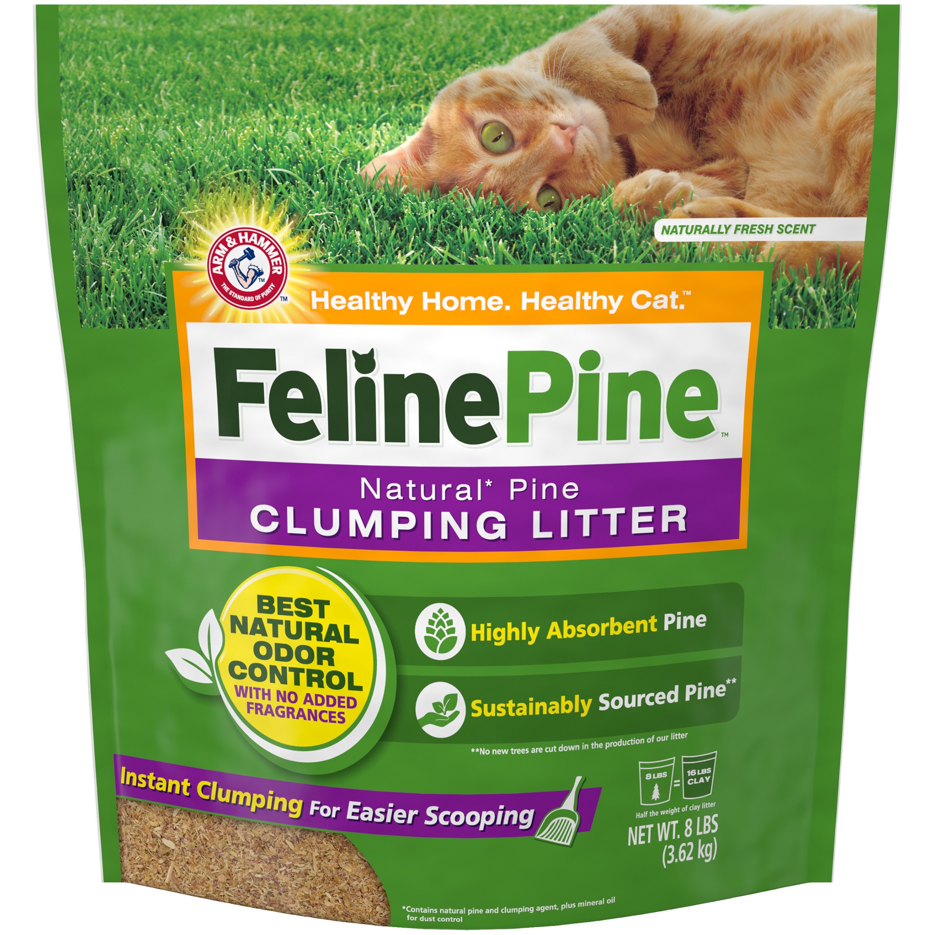 slide 1 of 5, Feline Pine Natural Cat Litter, 8 lb