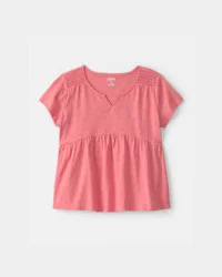 Oshkosh Girls Peplum Short-Sleeve Top - Coral - Size 12