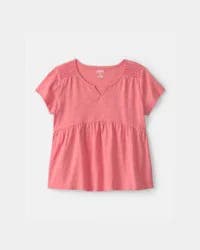 Oshkosh Girls Peplum Short-Sleeve Top - Coral - Size 8