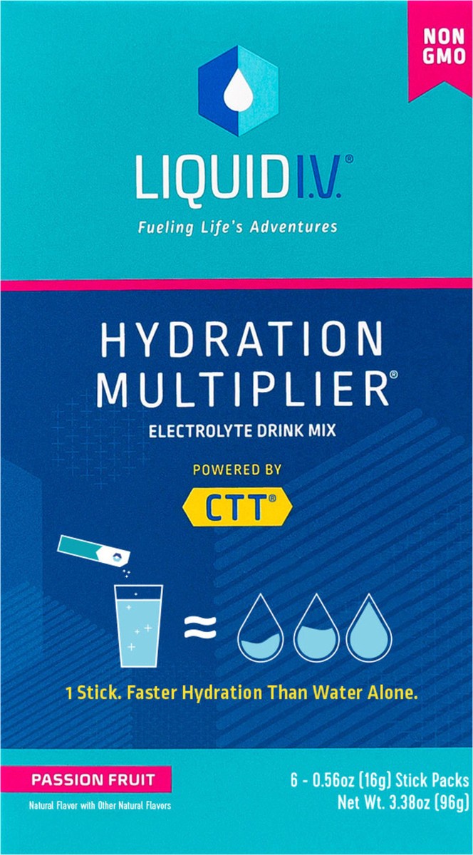 slide 6 of 11, Liquid I.V. Hydration Multiplier Electrolyte Powder Packet Drink Mix, Passion Fruit- 3.38 oz, 6 ct