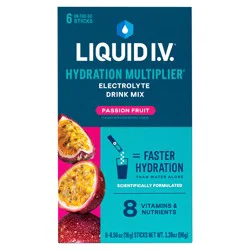 Liquid I.V. Hydration Multiplier Electrolyte Powder Packet Drink Mix, Passion Fruit, 6 Ct