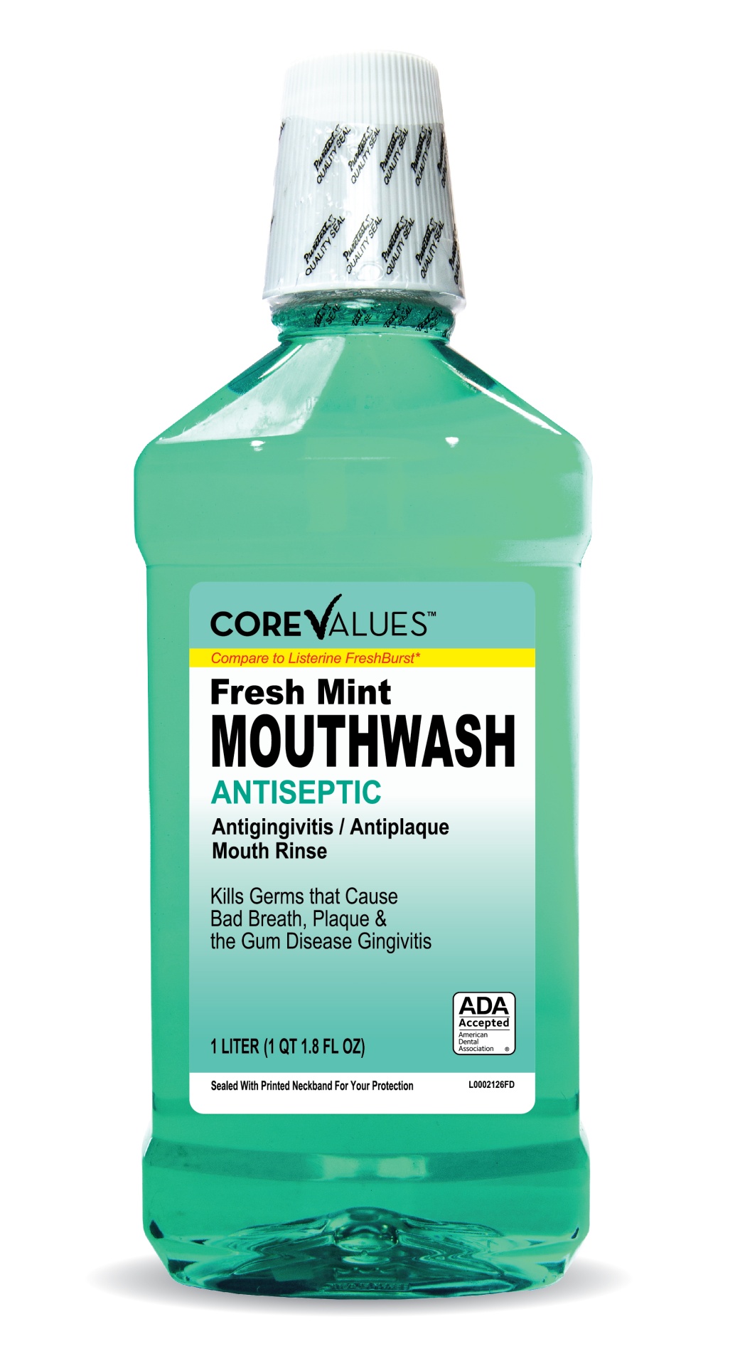 slide 1 of 1, Core Values Antiseptic Fresh Mint Mouthwash, 33.8 oz