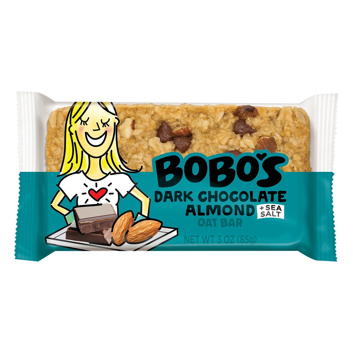 slide 1 of 4, Bobo's Dark Chocolate Almond With Sea Salt Oat Bar, 3 oz