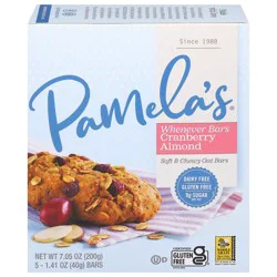 Pamela's Whenever Bars Soft & Chewy Cranberry Almond Oat Bars - 5 - 1.41 oz Bars