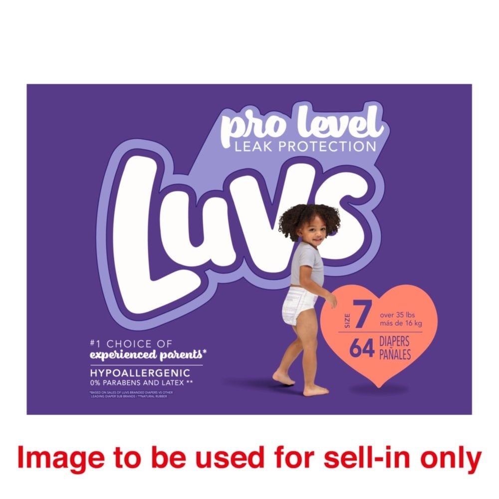 slide 1 of 6, Luvs Size 7 Base Diapers, 64 ct