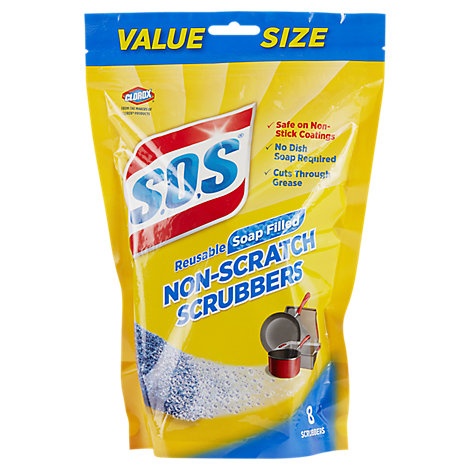 slide 1 of 1, Sos Scrubbers Non Scratch, 8 ct