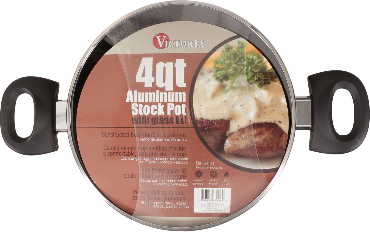 slide 4 of 9, VICTORIA 4Qt Hammertone Stock Pot Glass Lid, 1 ct