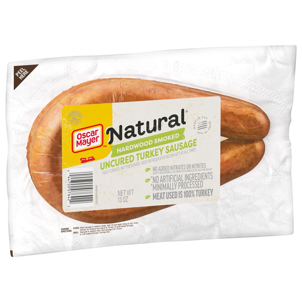 slide 2 of 9, Oscar Mayer Selects Natural Hardwood Smoked Uncured Turkey Sausage, 13 oz. Pack, 13 oz