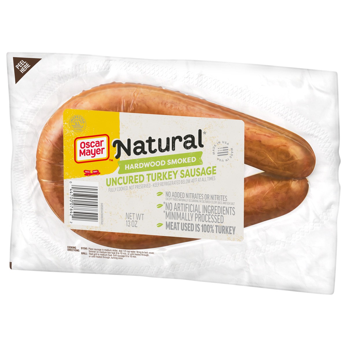 slide 5 of 9, Oscar Mayer Selects Natural Hardwood Smoked Uncured Turkey Sausage, 13 oz. Pack, 13 oz