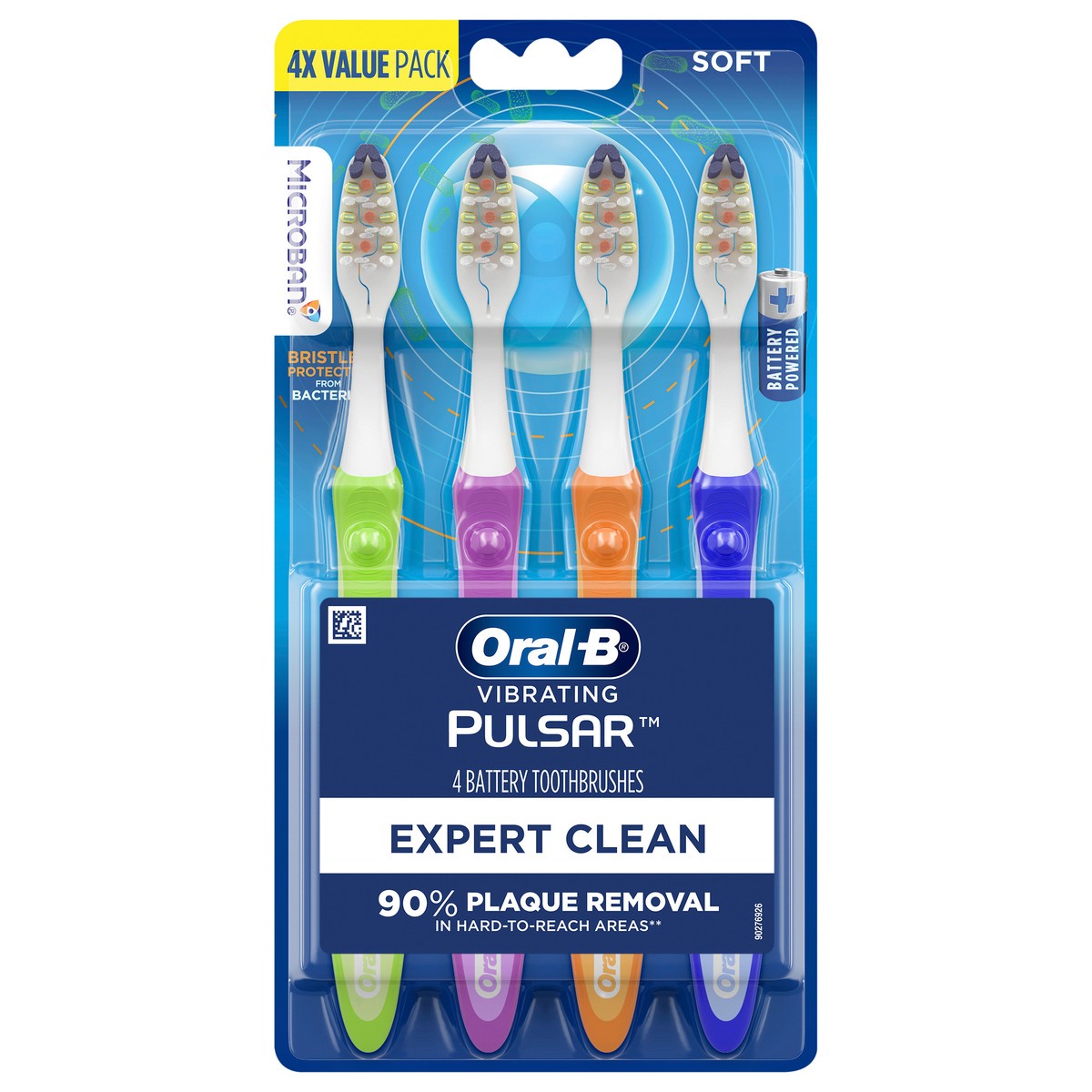 slide 1 of 2, Oral-B Vibrating Pulsar Battery Toothbrush with Microban, Soft, 4 Count, 4 ct