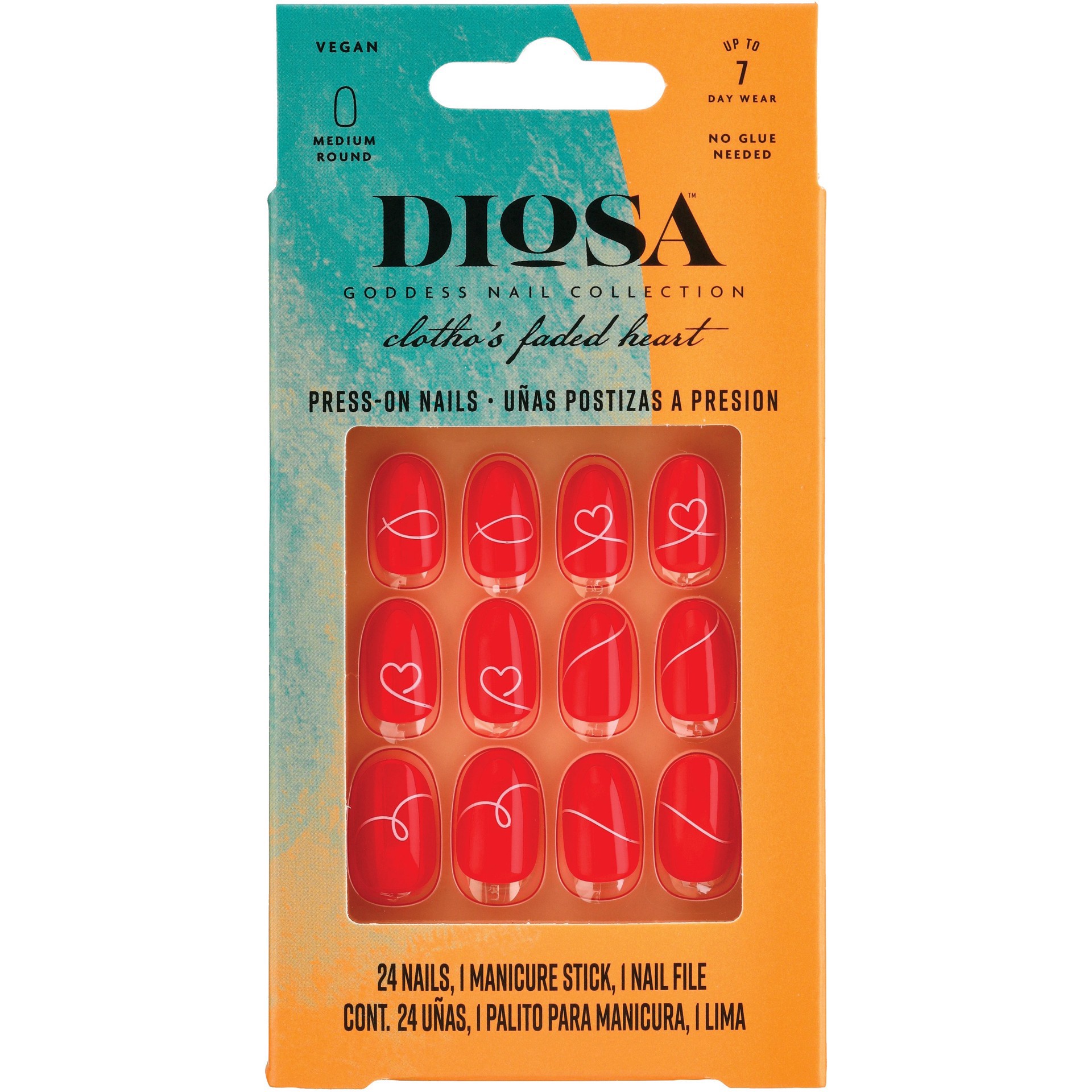 slide 1 of 1, Diosa Clotho's Faded Heart Press-On Nails, 24 ct
