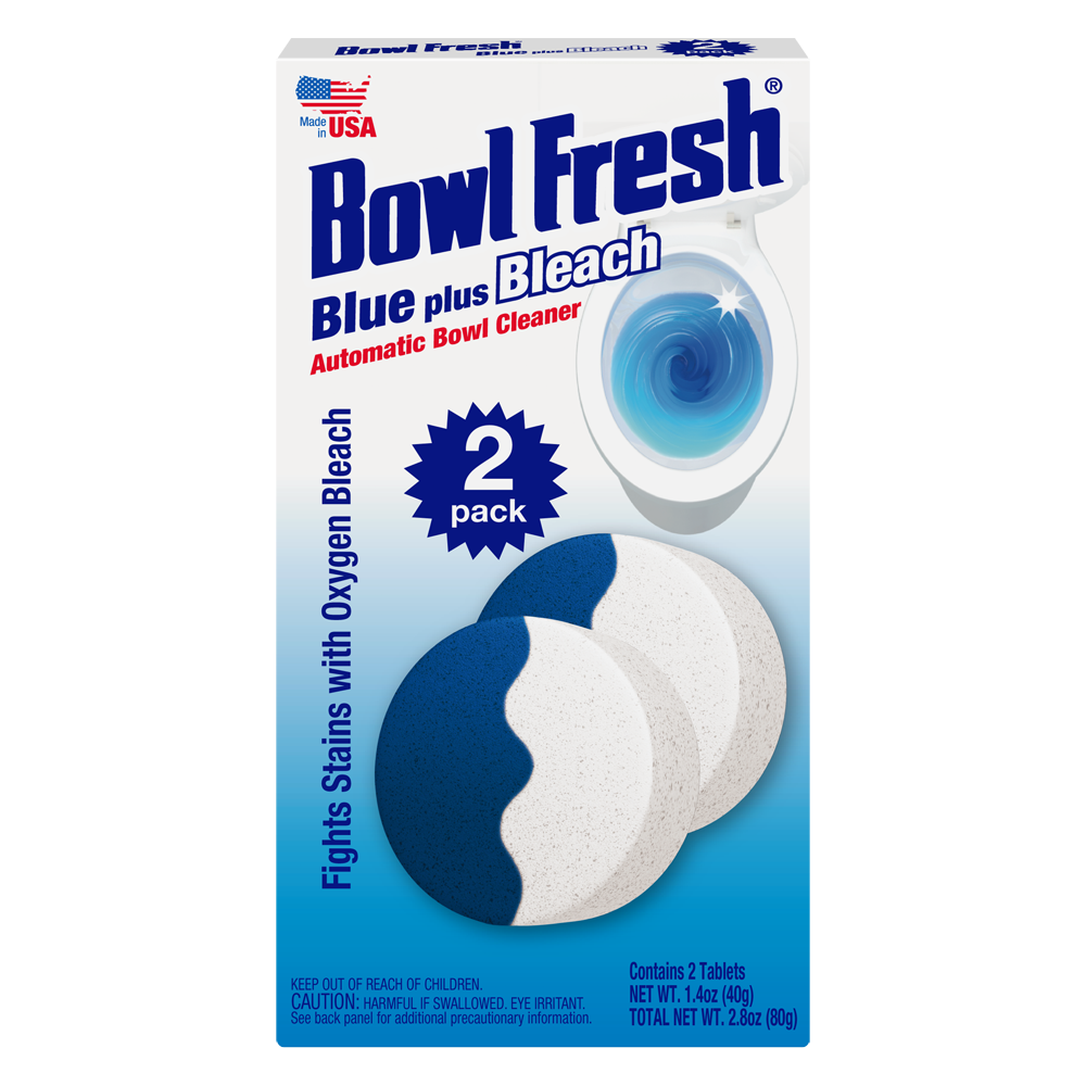 slide 1 of 1, Bowl Fresh Automatic Bowl Cleaner Plus Bleach Tablets - Blue/White, 2 ct