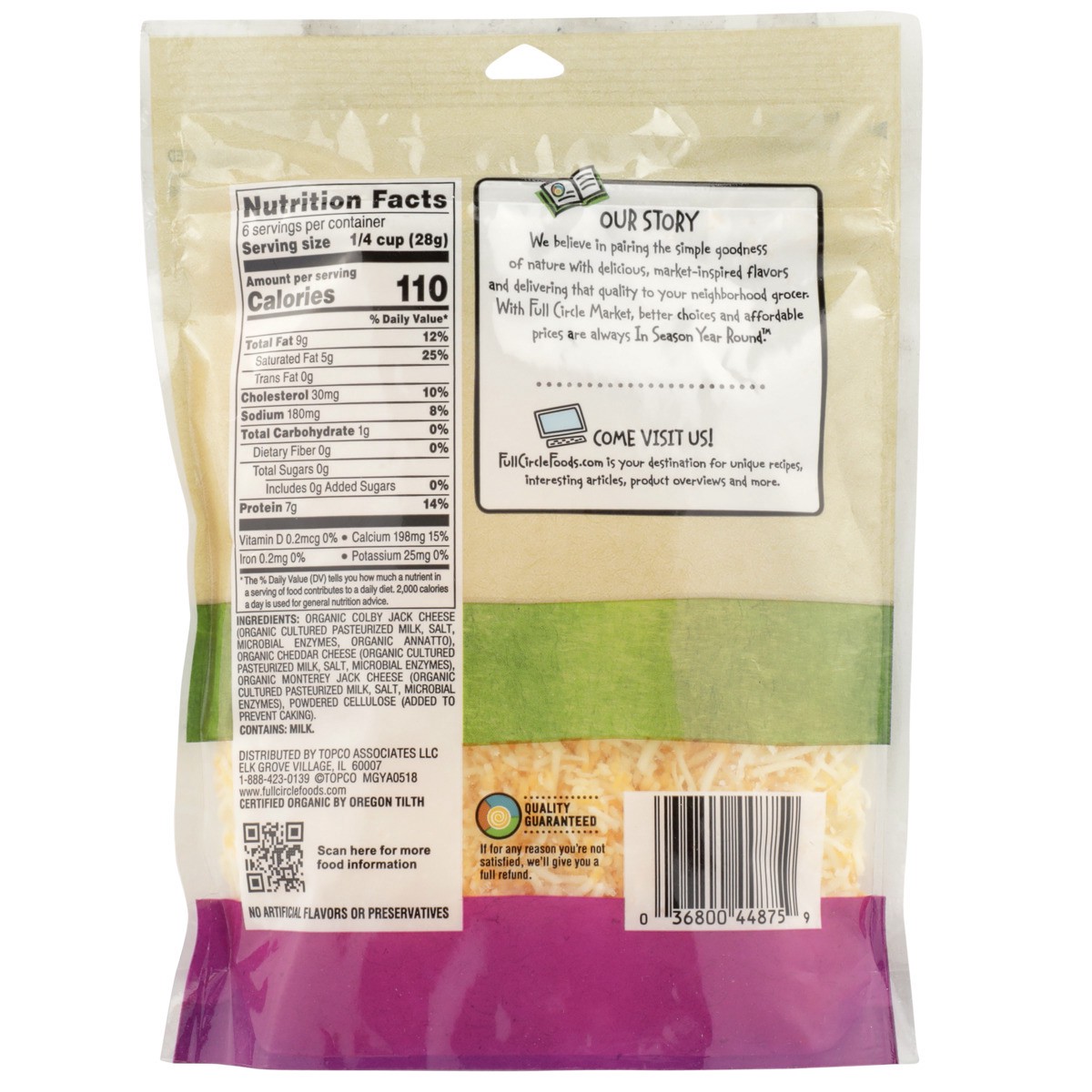 slide 3 of 9, Full Circle Market Organic,Mexican Style Blend Finely Shredded Cheese, 6 oz