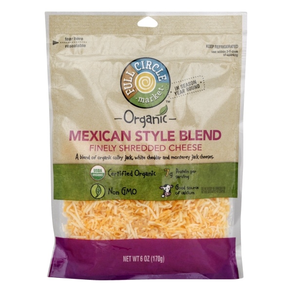 slide 1 of 1, Full Circle Market Organic,Mexican Style Blend Finely Shredded Cheese, 6 oz