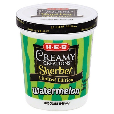 slide 1 of 1, H-E-B Creamy Creations Watermelon Sherbet Ice Cream, 1 ct