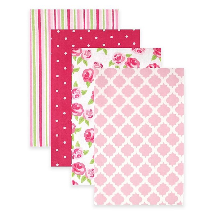 slide 1 of 1, BabyVision Hudson Baby Flannel Receiving Blankets - Pink/Rose, 4 ct