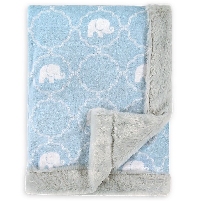 slide 1 of 1, Hudson Baby Plush Elephant Blanket - Blue, 1 ct