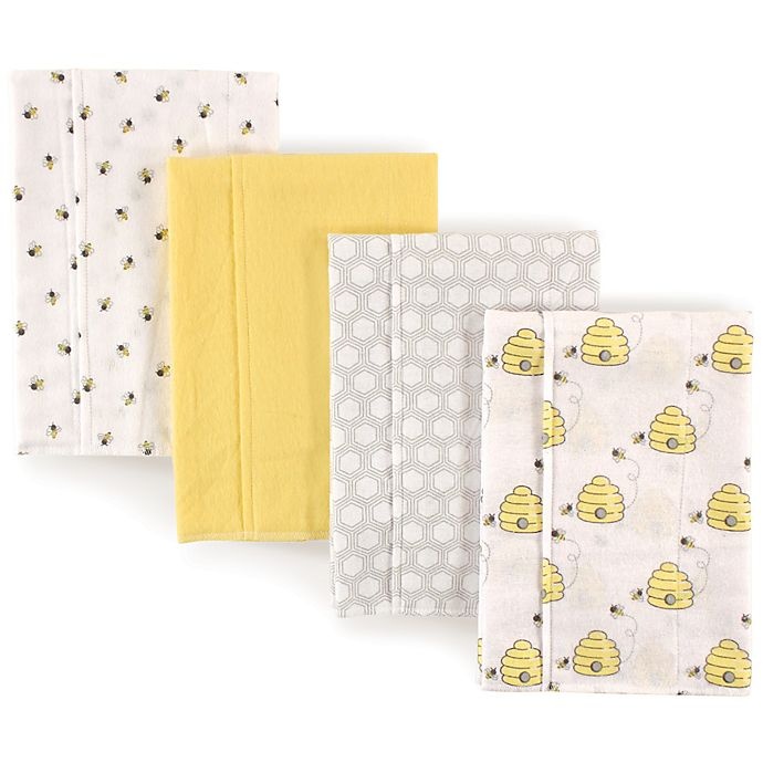 slide 1 of 1, Hudson Baby Bees Burp Cloth Set - Yellow, 4 ct