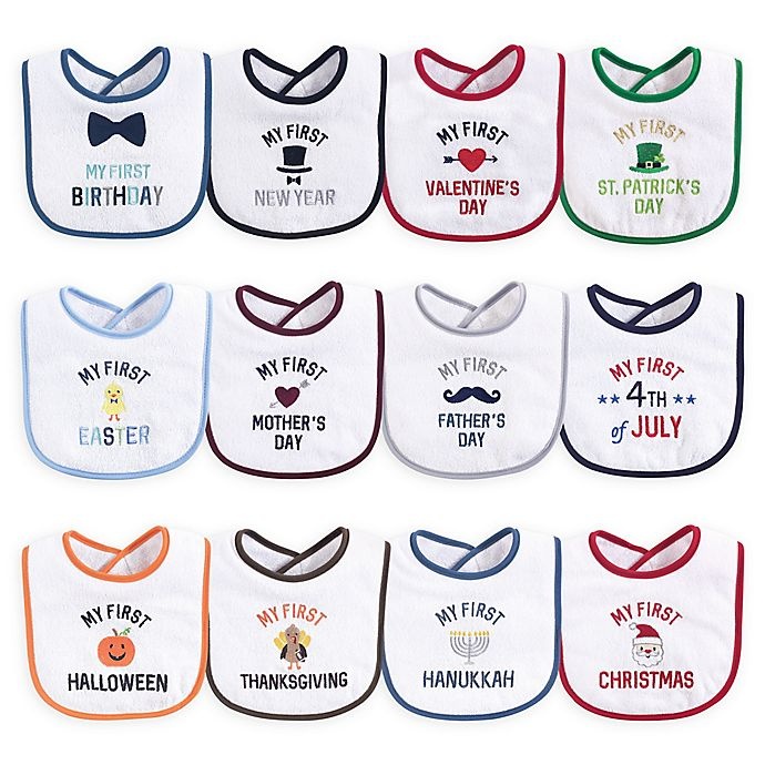 slide 1 of 1, Hudson Baby Holiday Drooler Bibs for Boys, 12 ct