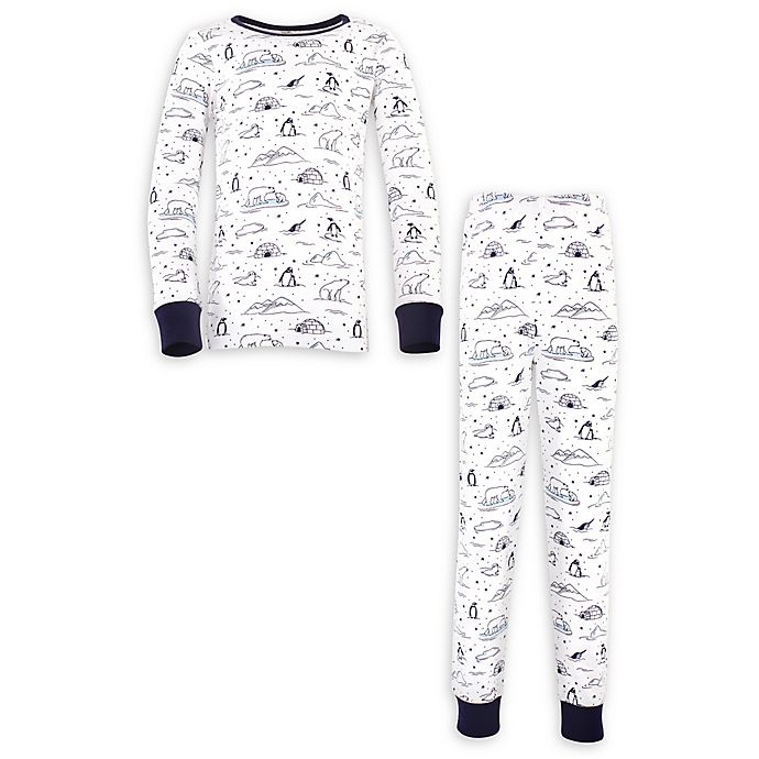 slide 1 of 1, Touched by Nature Size 7Y Arctic Pajama Top and Pant Set - Blue, 2 ct