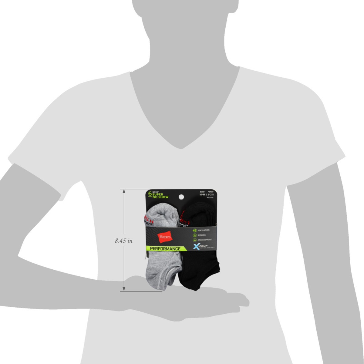 slide 4 of 12, Hanes Boys' Performance Super No Show Socks Medium 6 ea, 6 ct