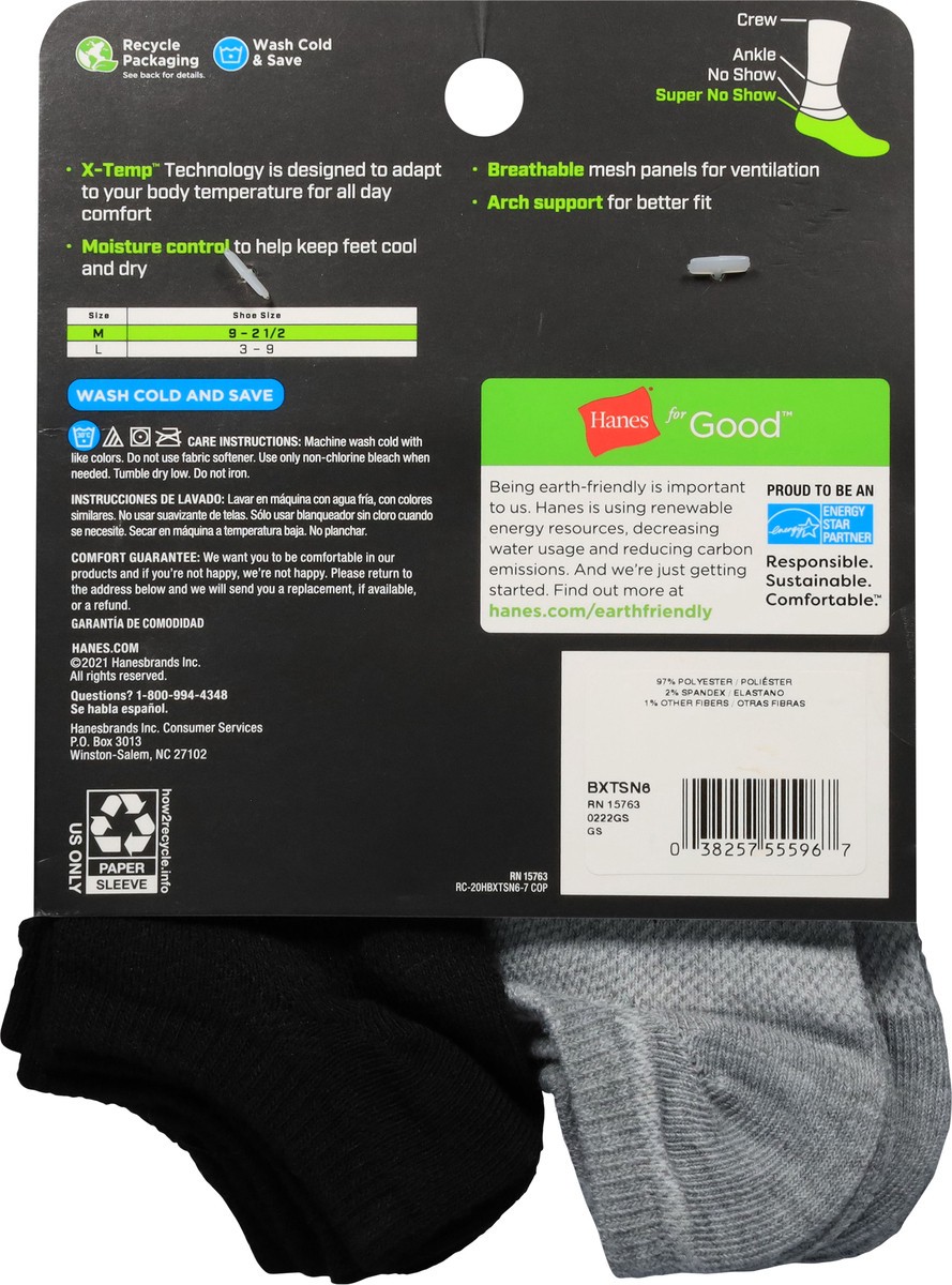 slide 11 of 12, Hanes Boys' Performance Super No Show Socks Medium 6 ea, 6 ct