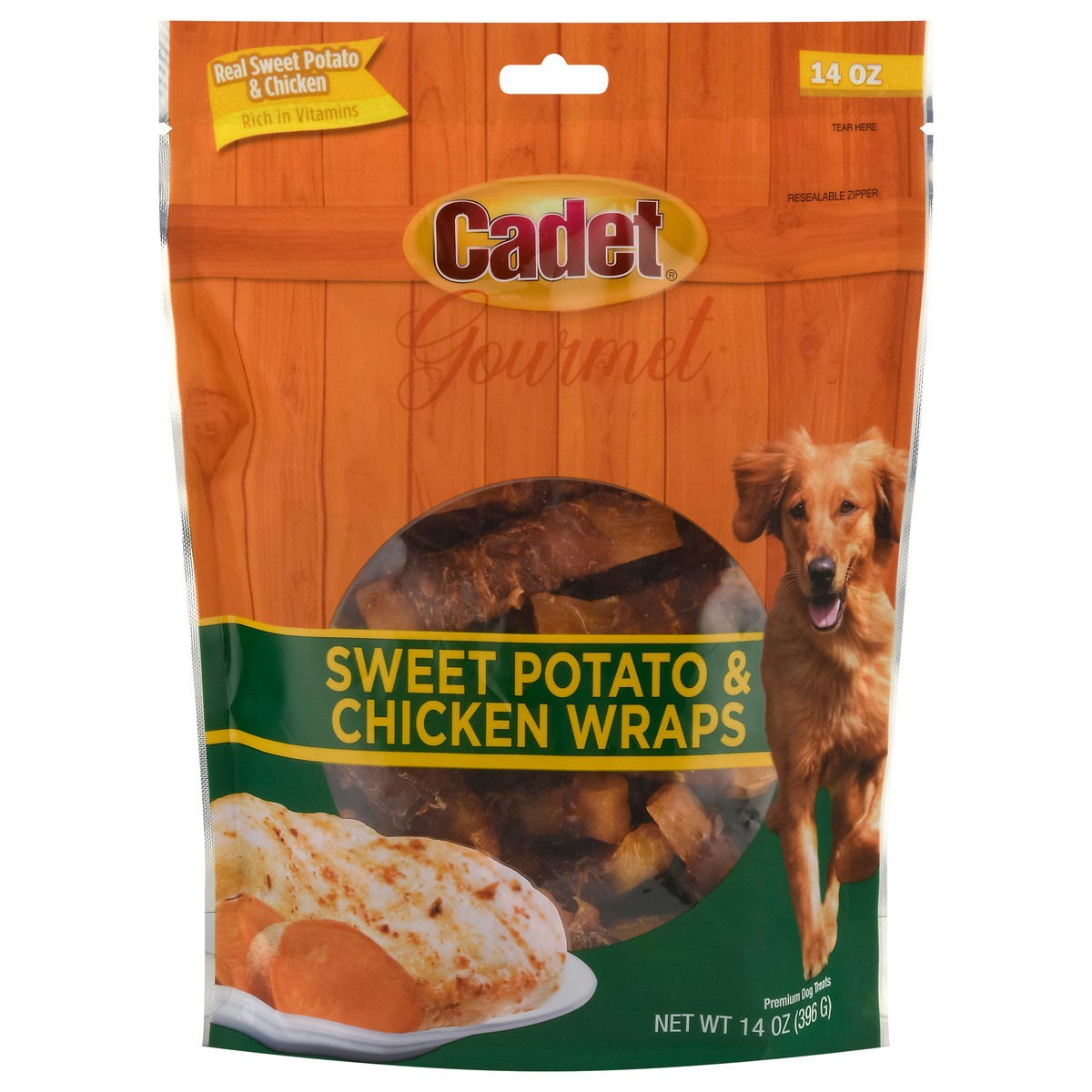 slide 1 of 14, Cadet Premium Gourmet Wraps Sweet Potato & Chicken Dog Treats 14 oz, 14 oz