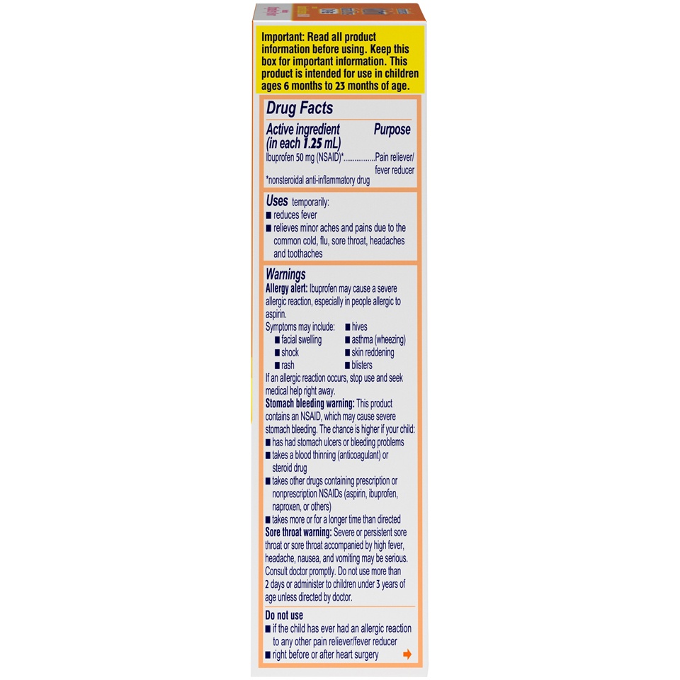 slide 5 of 6, Infants' Motrin Oral Suspension Concentrated Liquid Medicine Drops with Ibuprofen, NSAID Fever Reducer & Pain Reliever for Babies, Dye Free, Alcohol-Free, Berry Flavored, 1 fl oz