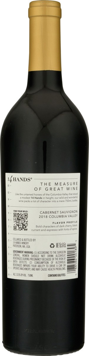 slide 8 of 9, 14 Hands Cabernet Sauvignon, Red Wine, 750 mL Bottle, 750 ml