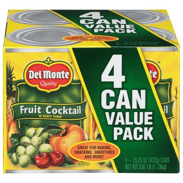 slide 1 of 1, Del Monte Fruit Cocktail, in Heavy Syrup, Value Pack, 15.25 oz