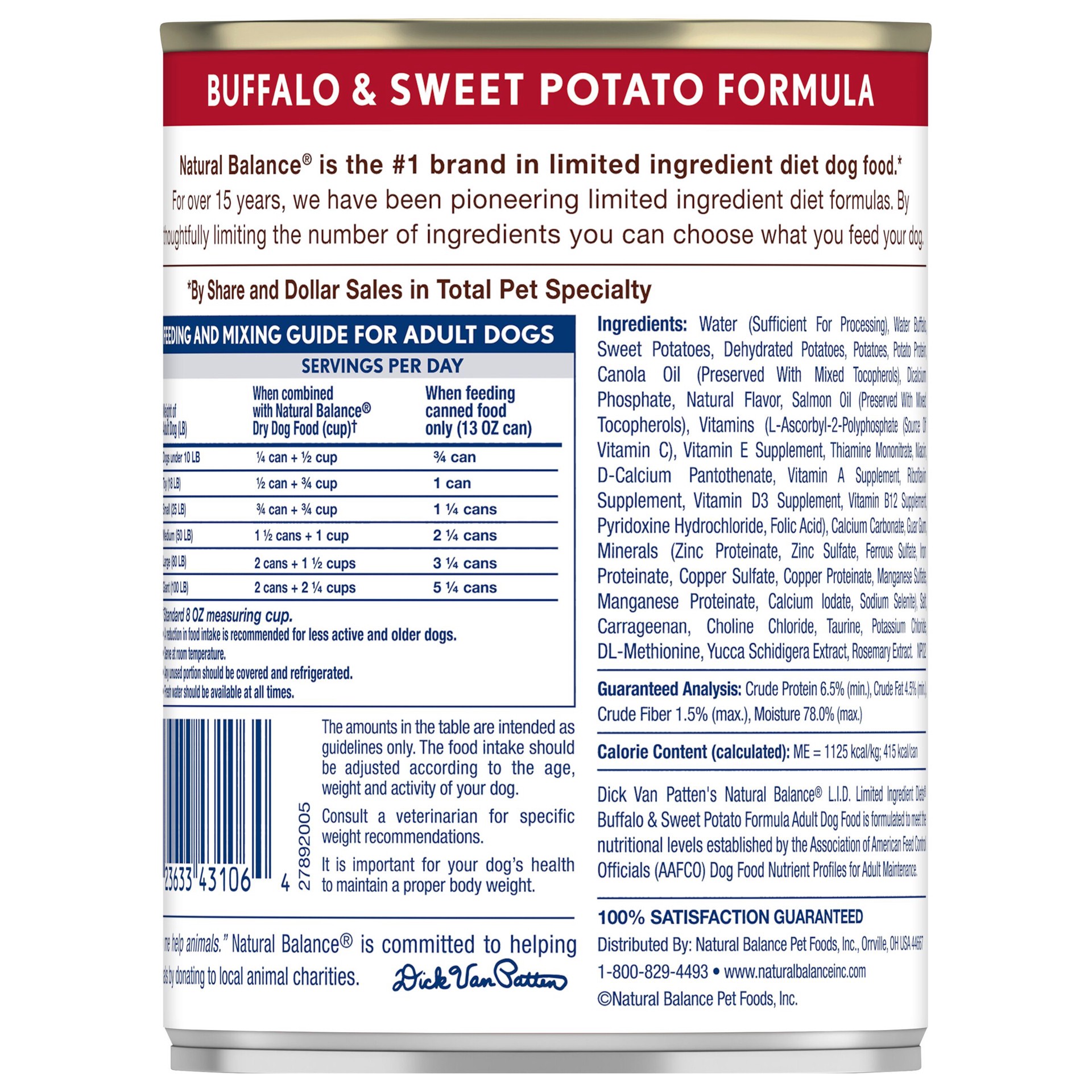 slide 3 of 5, Natural Balance L.I.D. Limited Ingredient Diets Buffalo & Sweet Potato Formula Wet Dog Food, 13-Ounce Can, 13 oz