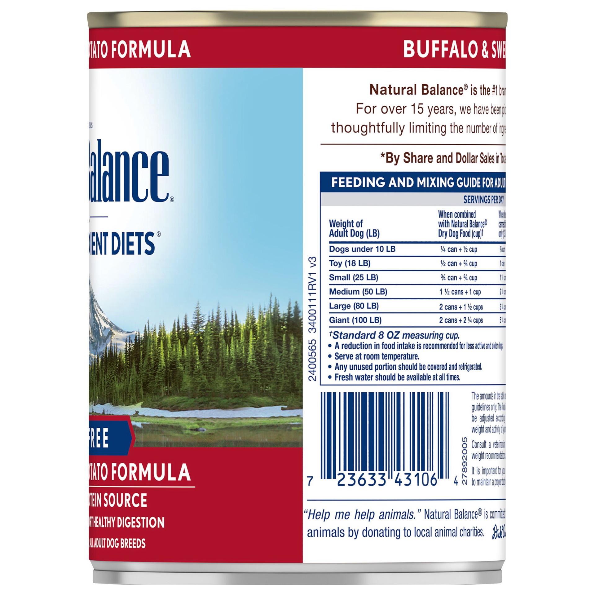 slide 4 of 5, Natural Balance L.I.D. Limited Ingredient Diets Buffalo & Sweet Potato Formula Wet Dog Food, 13-Ounce Can, 13 oz