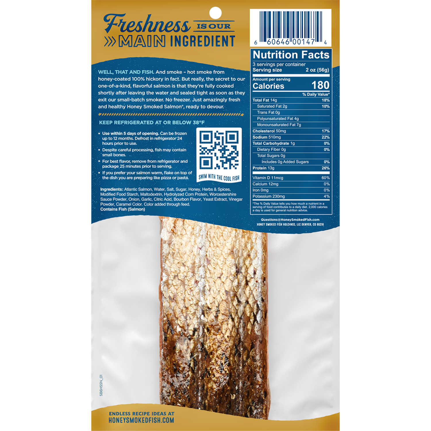 slide 2 of 2, Honey Smoked Fish Co. Sweet Bourbon Honey Smoked Salmon, 6 oz