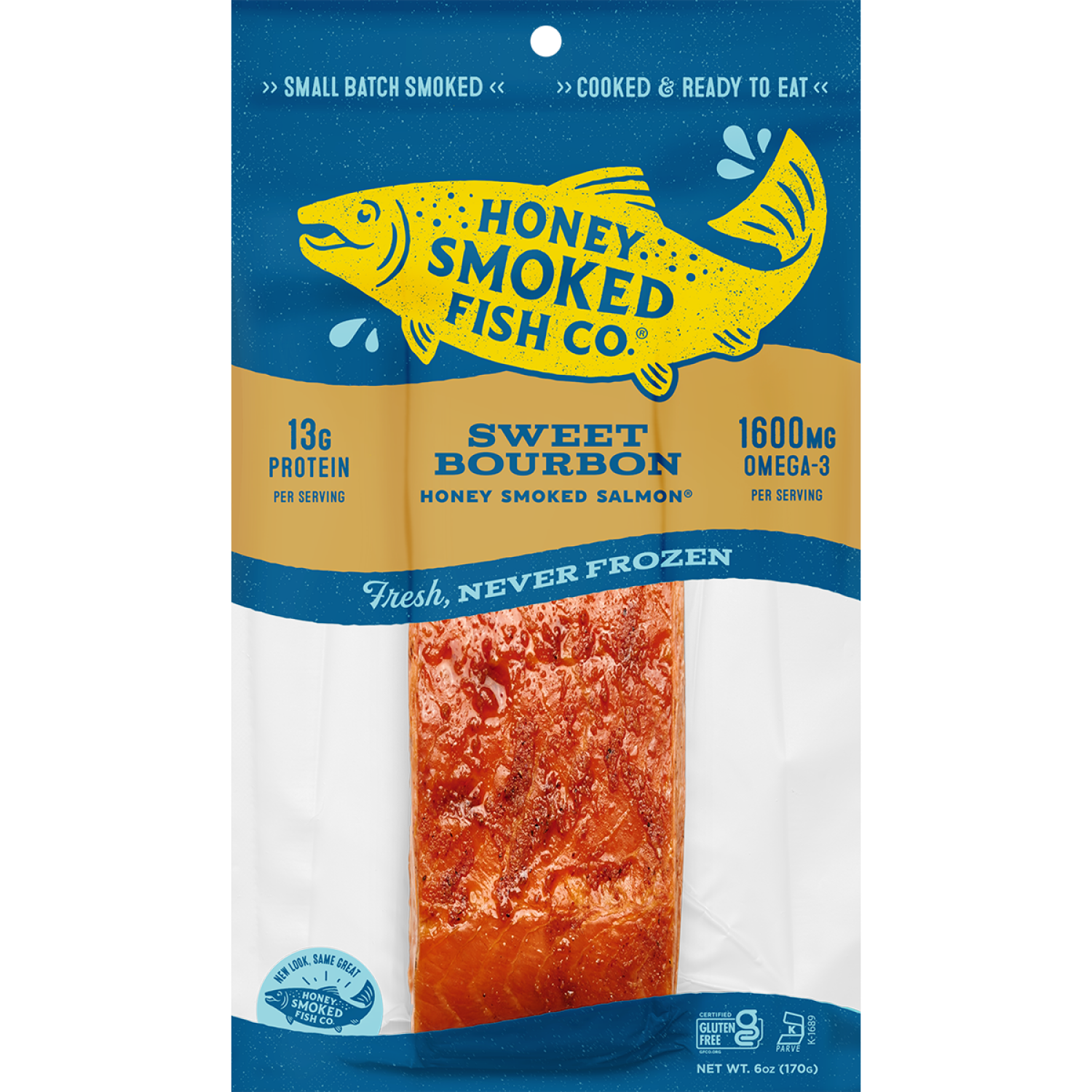 slide 1 of 2, Honey Smoked Fish Co. Sweet Bourbon Honey Smoked Salmon, 6 oz