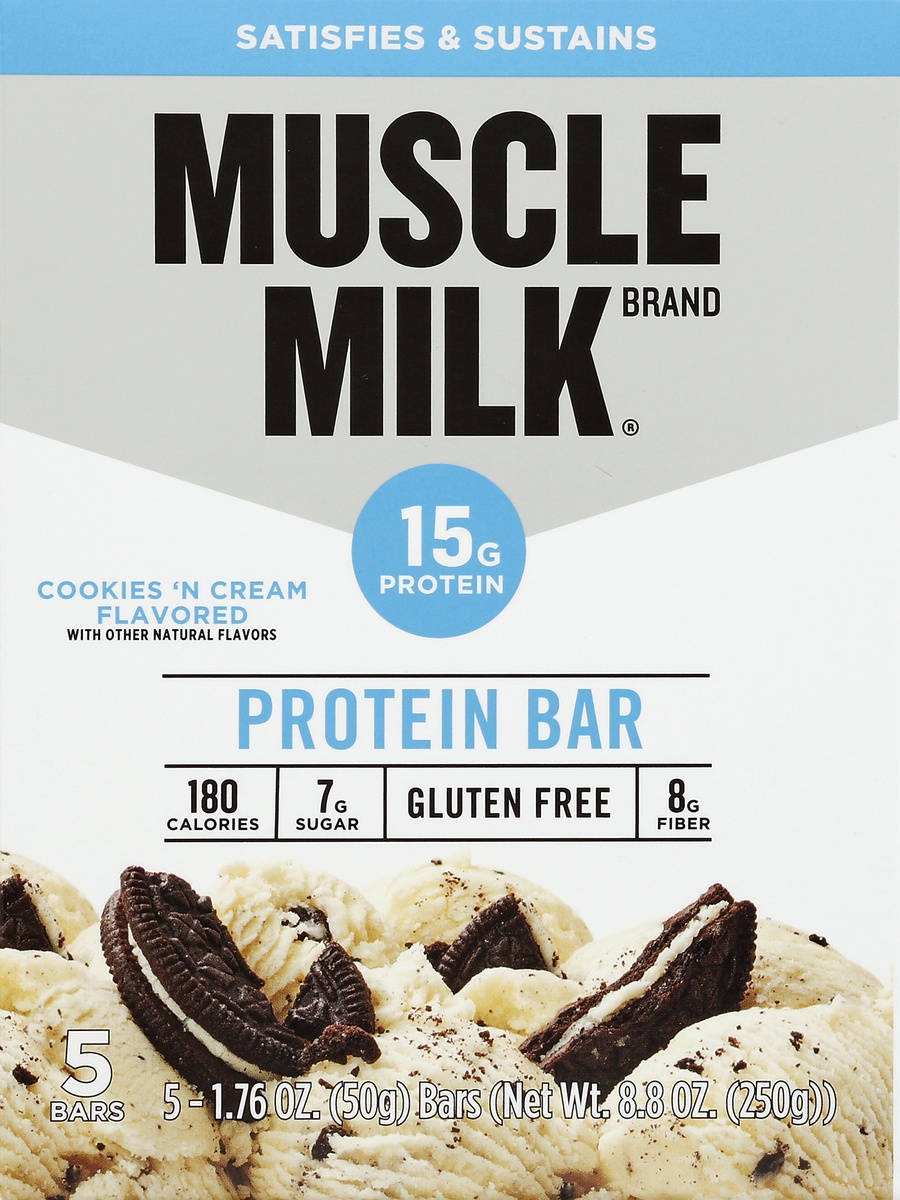 slide 4 of 4, Muscle Milk Cookies 'n Cream Flavored Protein Bars, 5 ct