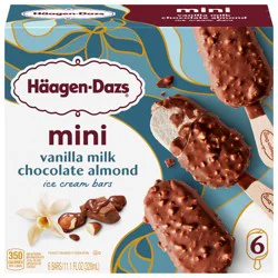 Häagen-Dazs Vanilla Milk Chocolate Almond Ice Cream Mini Bars, 6 Count