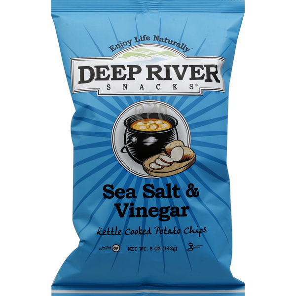 slide 1 of 1, Deep River Snacks Potato Chips, Kettle Cooked, Sea Salt & Vinegar, 5 oz